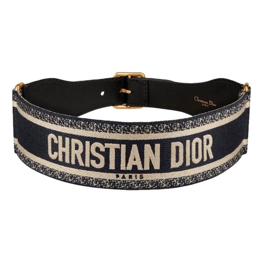 Dior thick waist logo belt blue